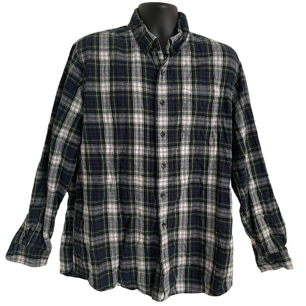 LL Bean Plaid Flannel Men’s Large Tall Cotton Button‎ Down Shirt Traditional Fit